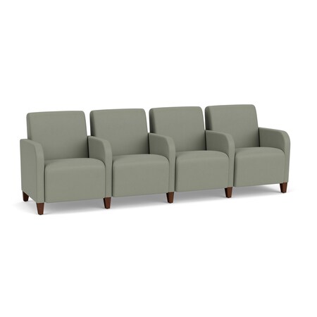 Lesro Siena Lounge Reception 4 Seat Tandem Seating, Walnut, OH Eucalyptus Upholstery SN4103